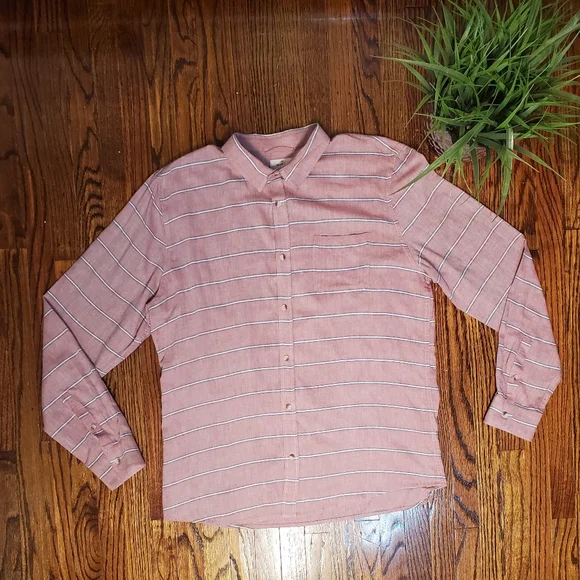 Marine Layer Men's Alemany Long Sleeve Button Up Striped Coral Pink Shirt Sz XL - Picture 1 of 8